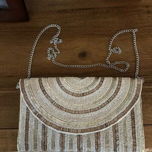 Gold multicolor bead and sequin clutch